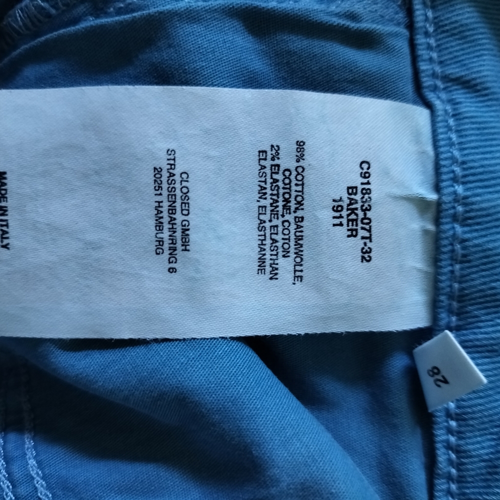 Closed Jeans Made In Italy Baker Skinny Turquoise Size 28 - Picture 7 of 7